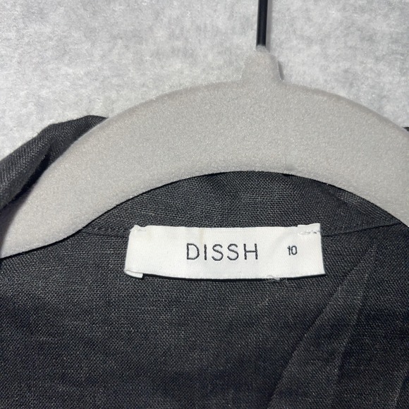 Dissh Linen Tie Front Sleeveless Crop Top Black Womens Size10 Minimalist Coastal - Picture 3 of 7
